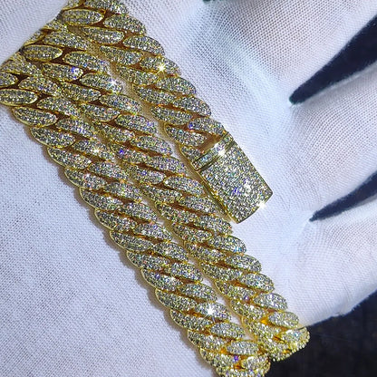 Iced Out Cuban Chain – White Gold, Double Row 5A+ CZ Stones