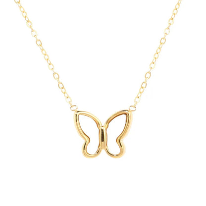 Korean-Style Acrylic Butterfly Necklace – Elegant Gold-Tone Pendant for Women