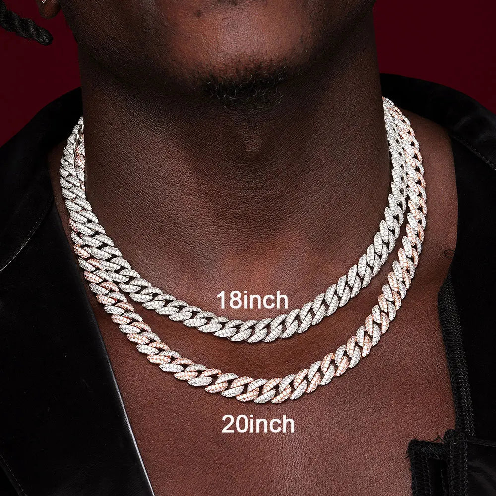 Iced Out Cuban Chain – White Gold, Double Row 5A+ CZ Stones