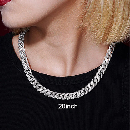 Iced Out Cuban Chain – White Gold, Double Row 5A+ CZ Stones