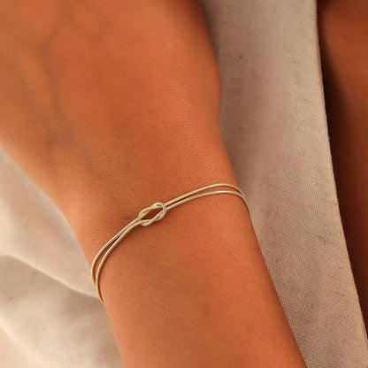 Stainless Steel Knot Snake Chain Handmade Knot Bracelet Gold Silver Color Valentine's Day Jewelry Gifts