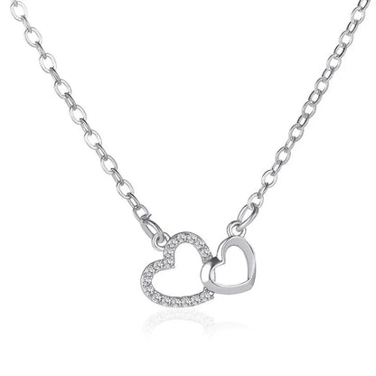 Delicate Heart Pendant Necklace – Gold Clavicle Chain with Exquisite Crystal Zircon