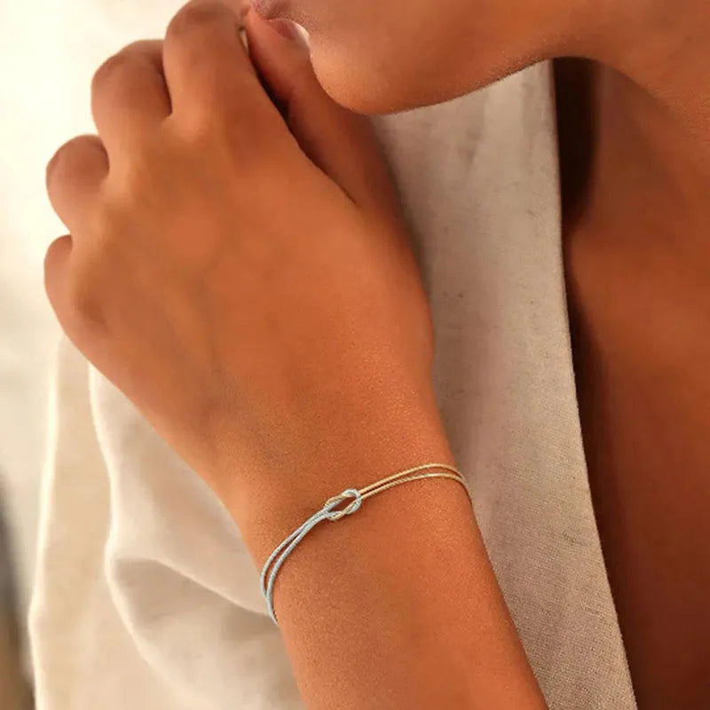 Stainless Steel Knot Snake Chain Handmade Knot Bracelet Gold Silver Color Valentine's Day Jewelry Gifts