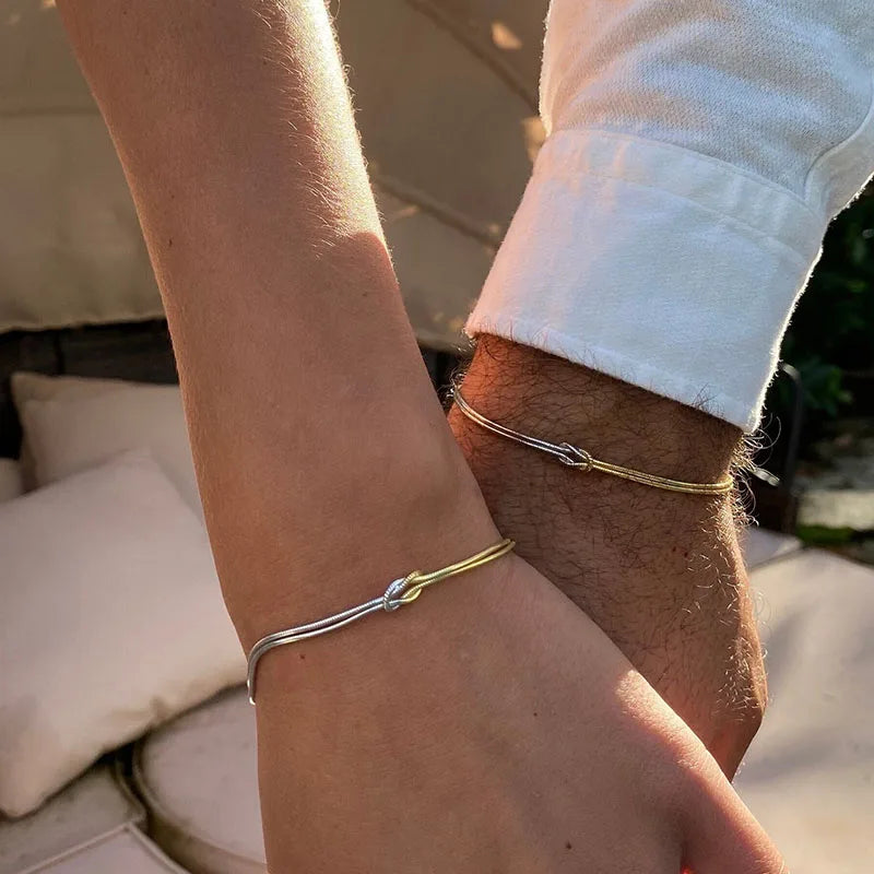 Stainless Steel Knot Snake Chain Handmade Knot Bracelet Gold Silver Color Valentine's Day Jewelry Gifts