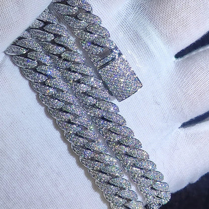 Iced Out Cuban Chain – White Gold, Double Row 5A+ CZ Stones