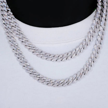 Iced Out Cuban Chain – White Gold, Double Row 5A+ CZ Stones